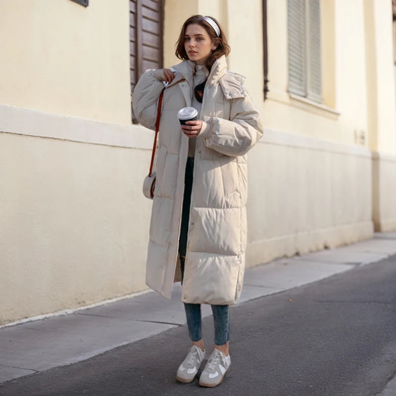 WinterParka Koreanisch Gefüttert - Kapuze, Baumwolle, lang