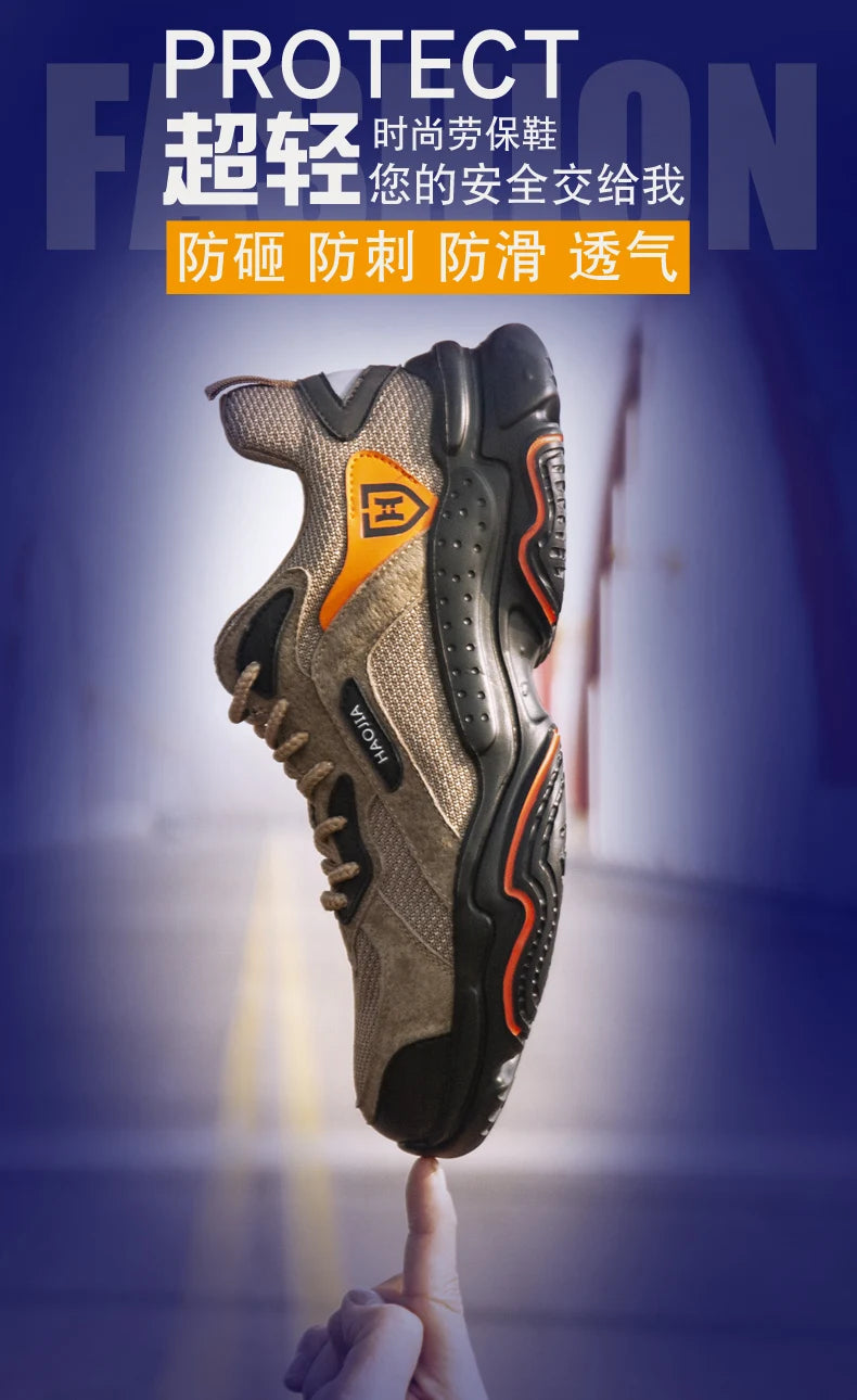 Pantofi de lucru pentru bărbați, pantofi de siguranță anti-șoc, anti-punctură, pantofi indestructibili, respirabili, confortabili, cu vârf de oțel, pantofi de protecție