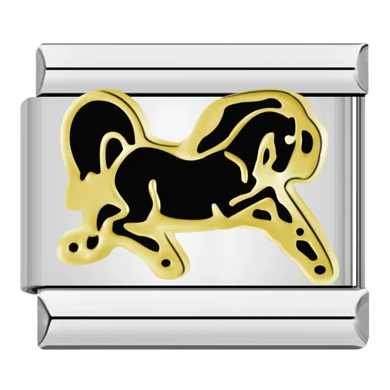 Hapiship Original Daisy Horse Love Butterfly Mom Dog Motorcycle Elephant Charm pentru brățară din oțel inoxidabil pentru fabricarea de bijuterii DJ003