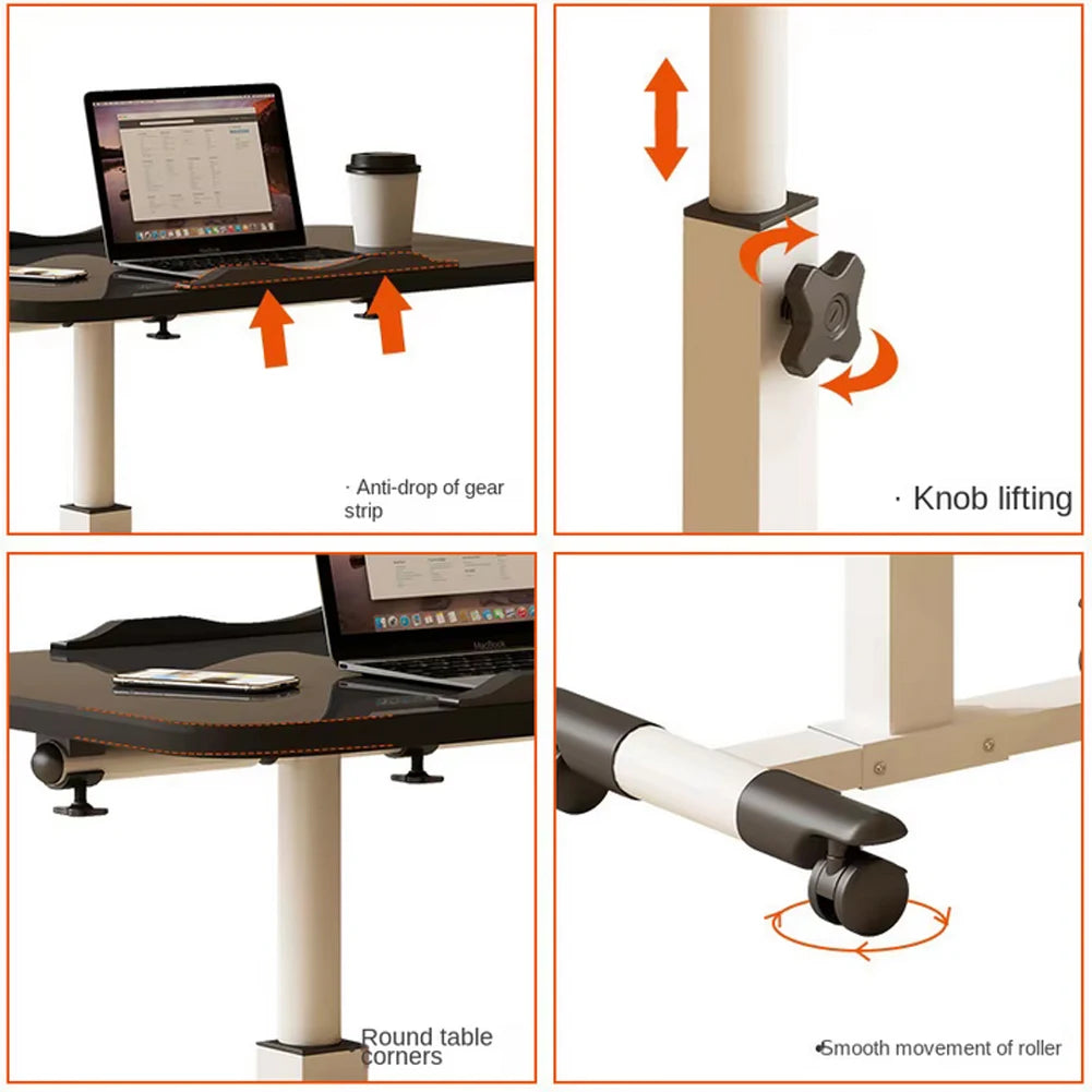 Reglable Über-Bett-Tisch mit verstellbarer Höhe, kippender Oberfläche, Rädern, rollendem Stehendem Laptop-Desk
