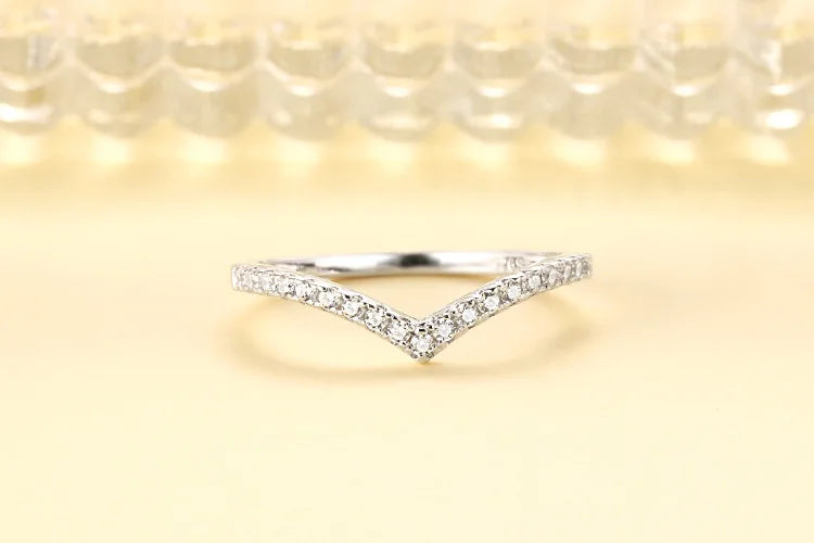 Women's 925 Sterling Silver Ring Zircon Wedding Design Engagement Princesess Vintage Fashion Shiny Gift