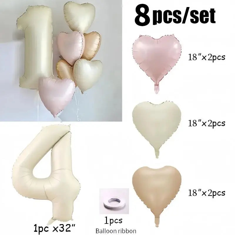 CHUYUN Happy Birthday Zahlenfolie Ballons - 8er Creme 40cm