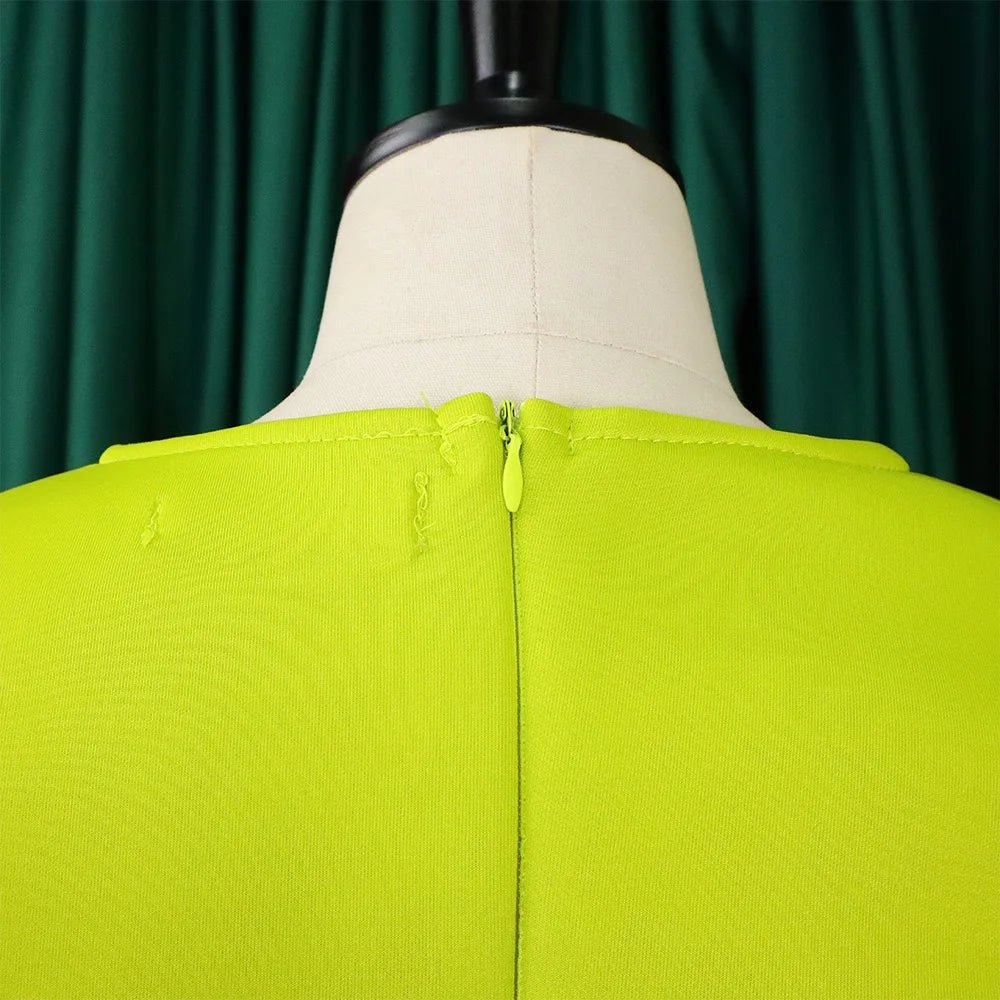 Elegante Kleider Für Frauen 2024 O-Ausschnitt Kurze Ärmel Hohe Taille Plissiert Midi Luxus Weiblich Geburtstag Party Dinner Vestidos