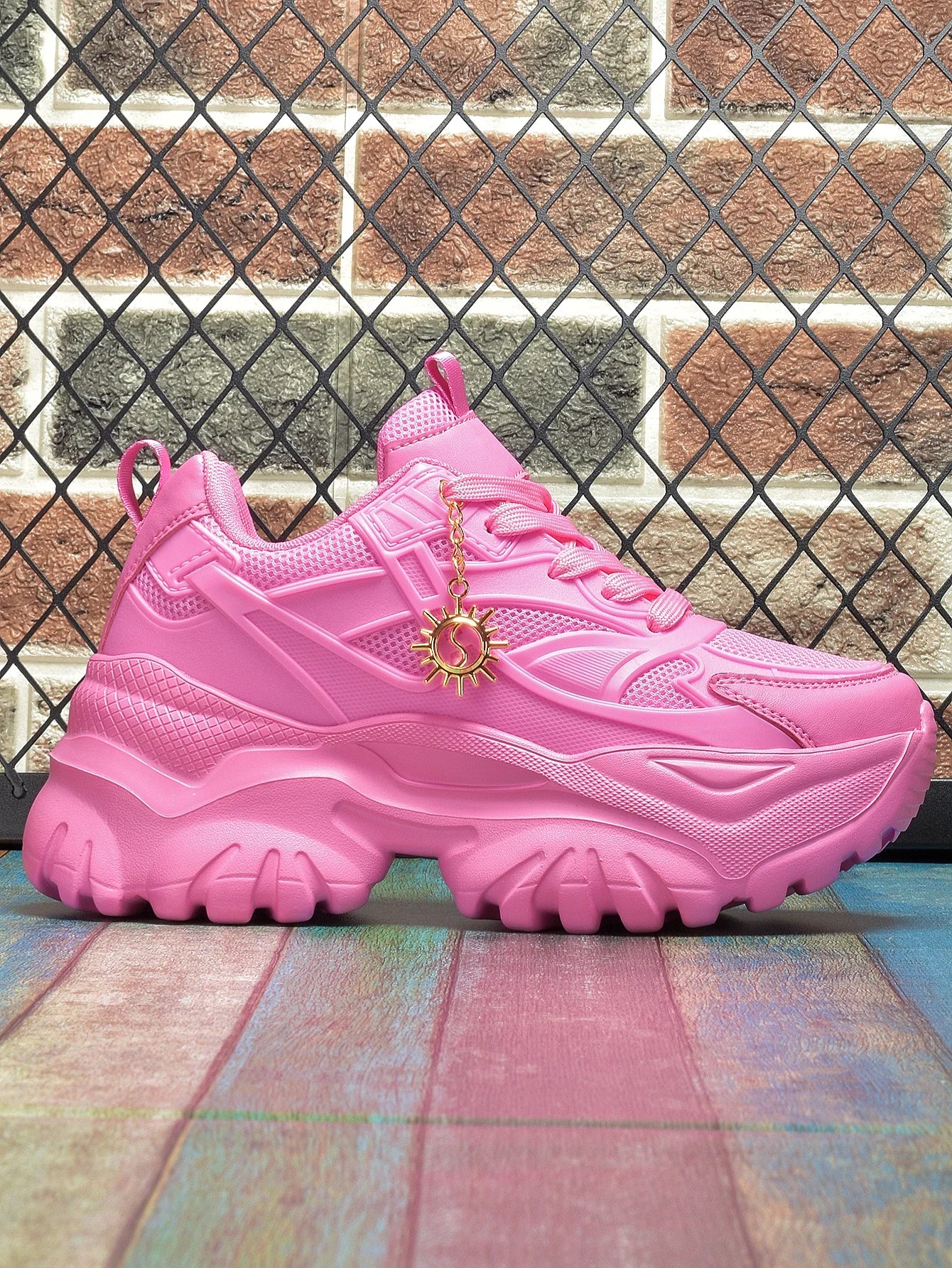 Women's fashion casual shoes Lightweight wear resistant non-slip platform sneakers high water platform pink heels for women