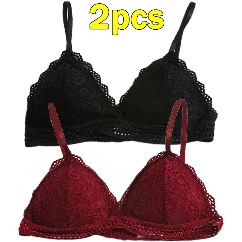 Lace Embroidery Bra Women elegant Deep V Underwear Floral Brassiere Stretch Seamless Push Up Lingerie Bralette Triangle Cup Padded
