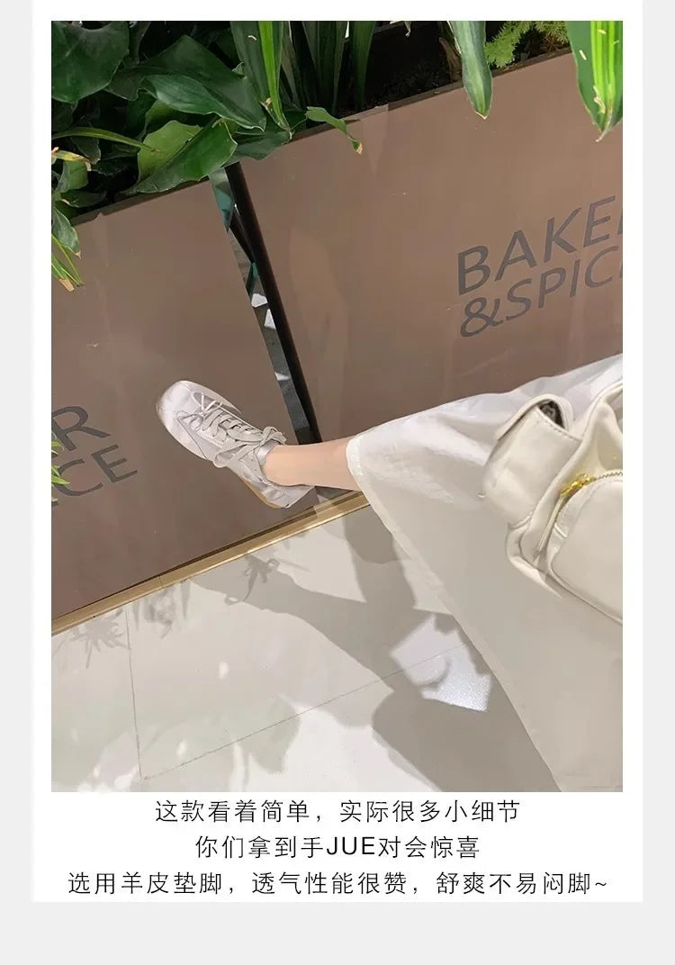 Comemore 2025 Neu Sommer Damen Ballet Stil Süß Mädchen Sport Board Schuhe Mode Satin Schleife Freizeit Flats Damen Komfortabel