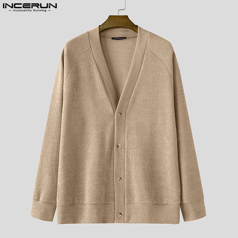 INCERUN Männer Strickjacke V-Ausschnitt - S-5XL Polyester