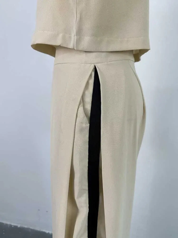 Elegant Women's Sets Two Pieces Solid Color Set Autumn Spring Piece Long Sleeve Loose Blouse and Pants Female Suit Bourgeois - Golden Bridge Store