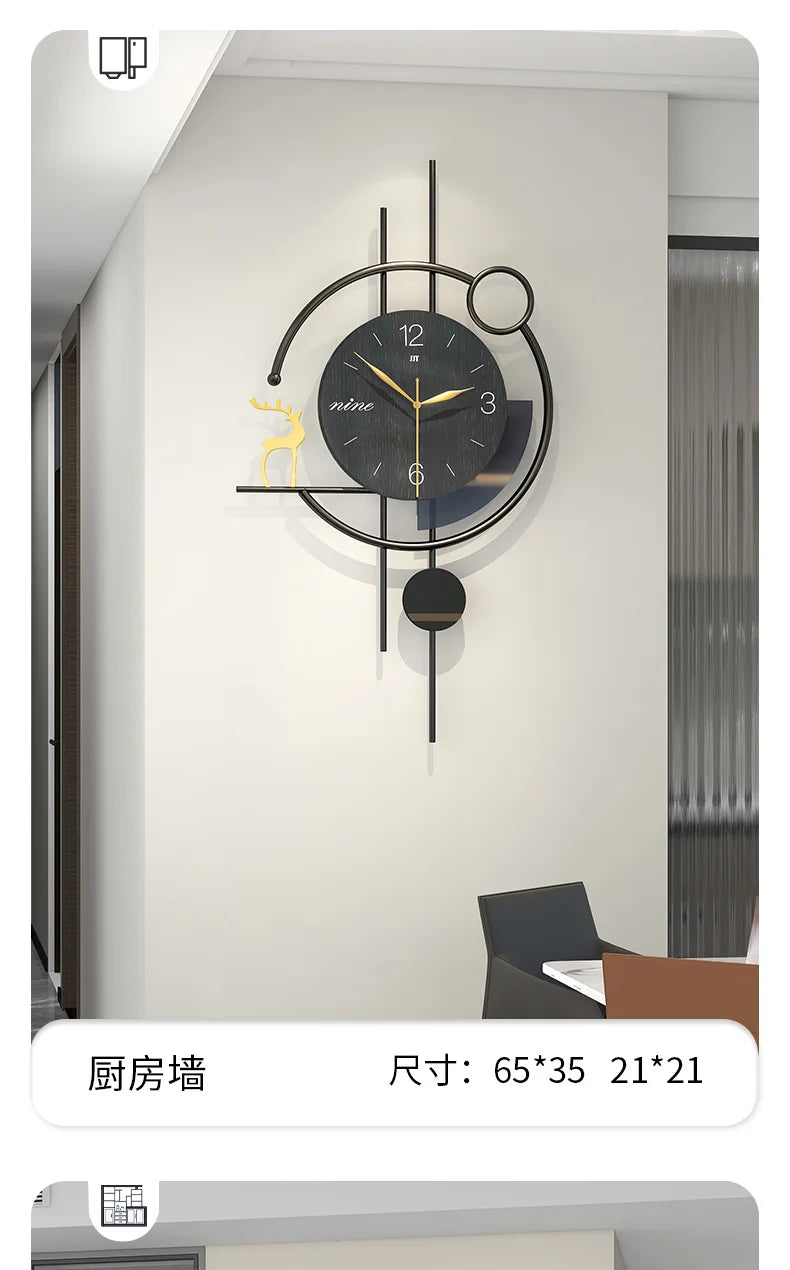 Artistic Living Room Wall Clock Modern Light Luxury High-end Home Restaurant Decoration Creative Silent Wall Clock