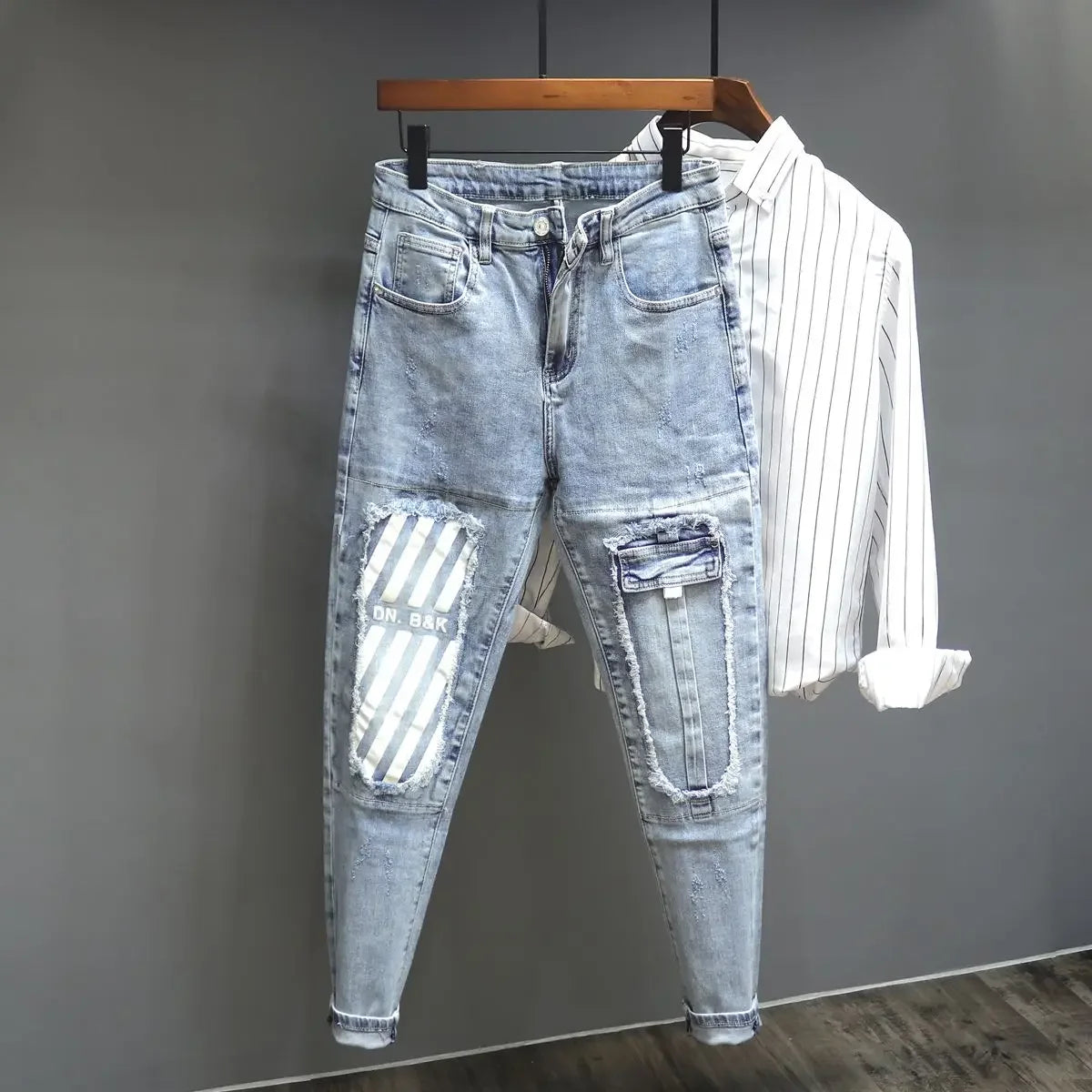 Jeans for Men Trousers Graphic Man Cowboy Pants with Pockets Cropped Korean Fashion Wide Leg Retro 2024 Trend Xs Cotton Regular