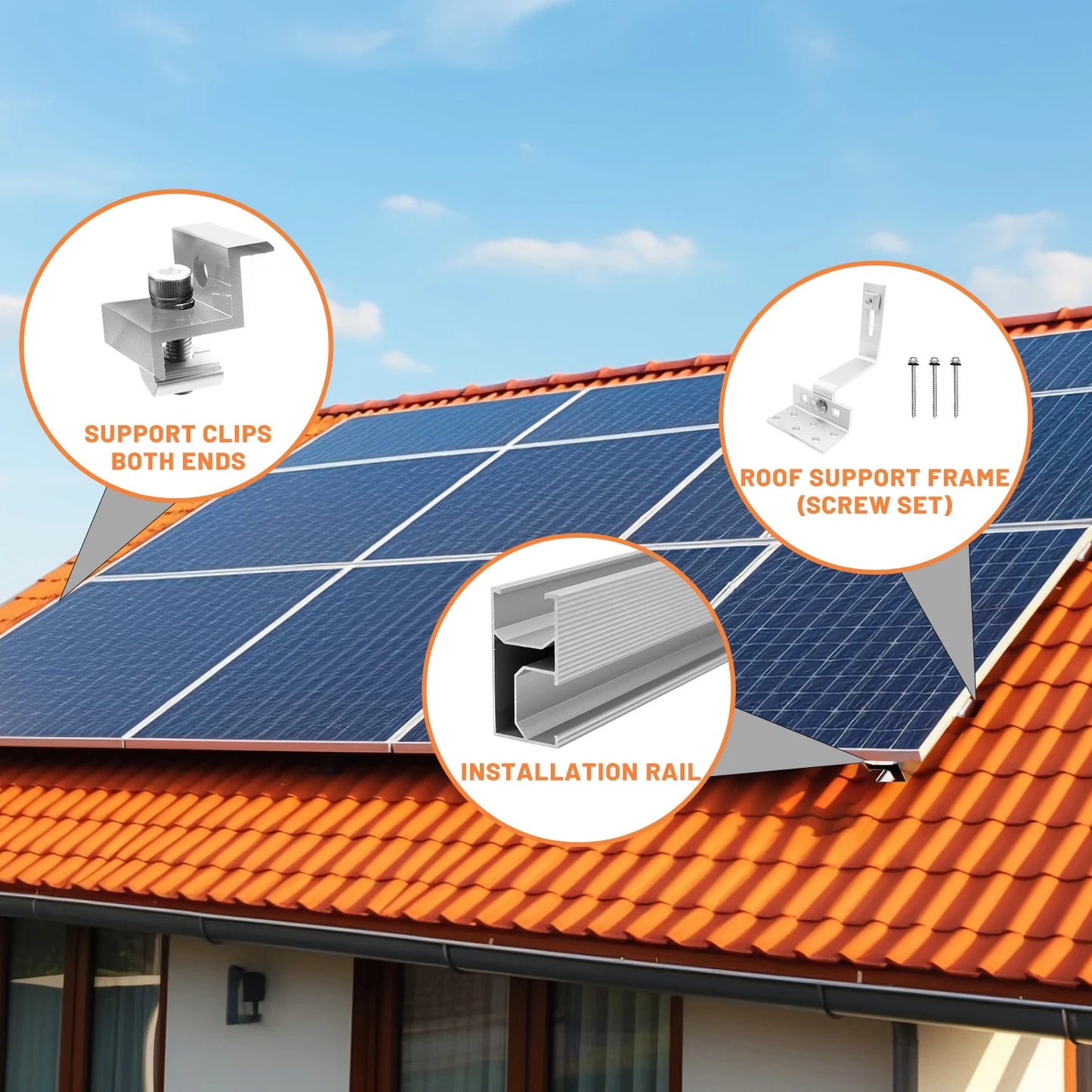 Solar-Montagesystem 2025 - CP-SETUNO Panel-Mounting-Set 300mm Aluminium Rail - Photovoltaik Befestigungssystem