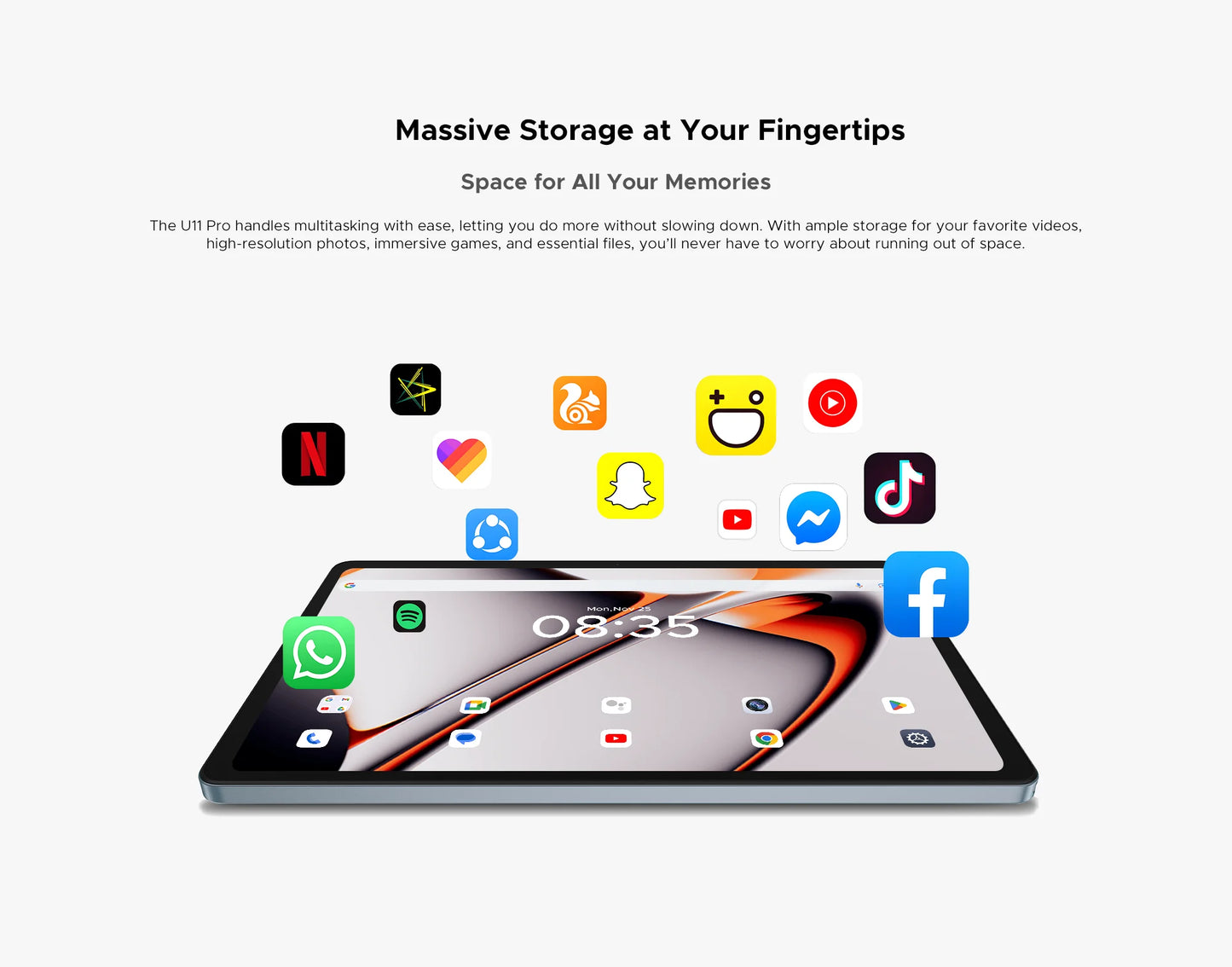 Global Version DOOGEE U11 Pro Android 15 Tablet PC 11 inch Ultra-clear 90Hz Display 30GB(6 + 24) 256GB 8580mAh Battery Tablet