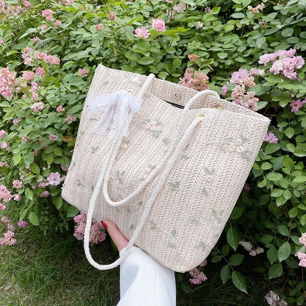 Beach Woven Large Capacity Tote Shoulder Bag Handbags Straw Bags
