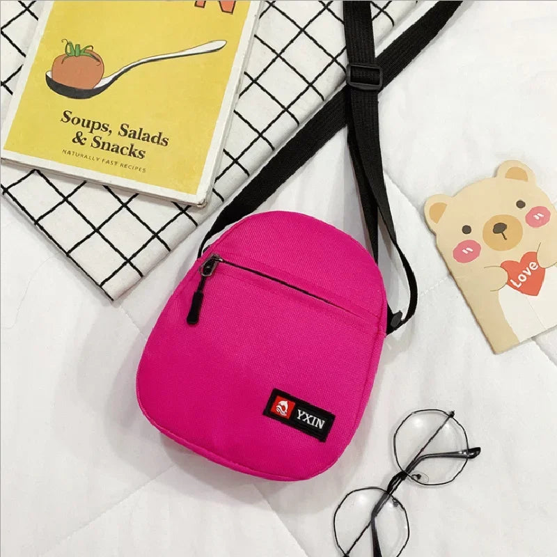 Geantă de talie pentru femei, tip crossbody, culoare solidă, fermoar, mini geantă de pânză, verticală pătrată, Messenger, pentru femei