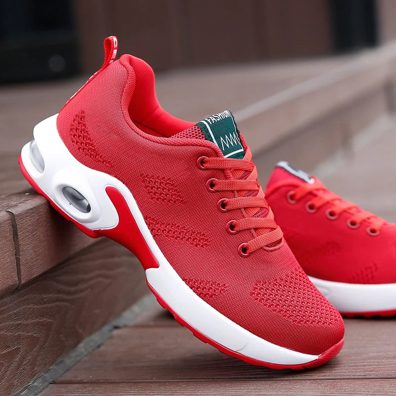 Women Casual Shoes Breathable Walking Mesh Flat Shoes Platform Sneakers Women Tenis Gym Vulcanized Shoes White Female Footwear