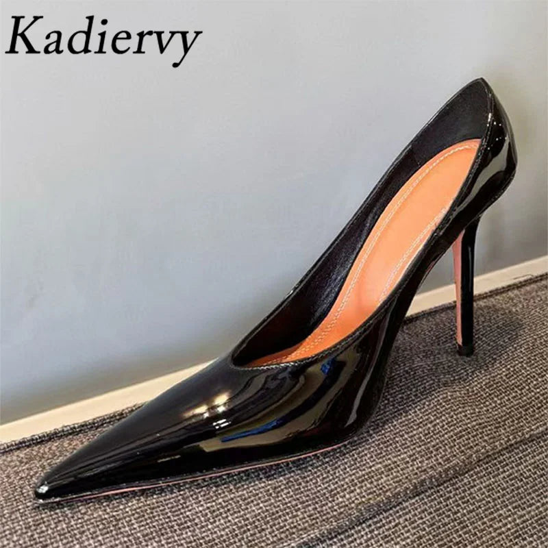 Kadiervy Pumps Spitz Slip On - Lackleder 10 cm Stiletto