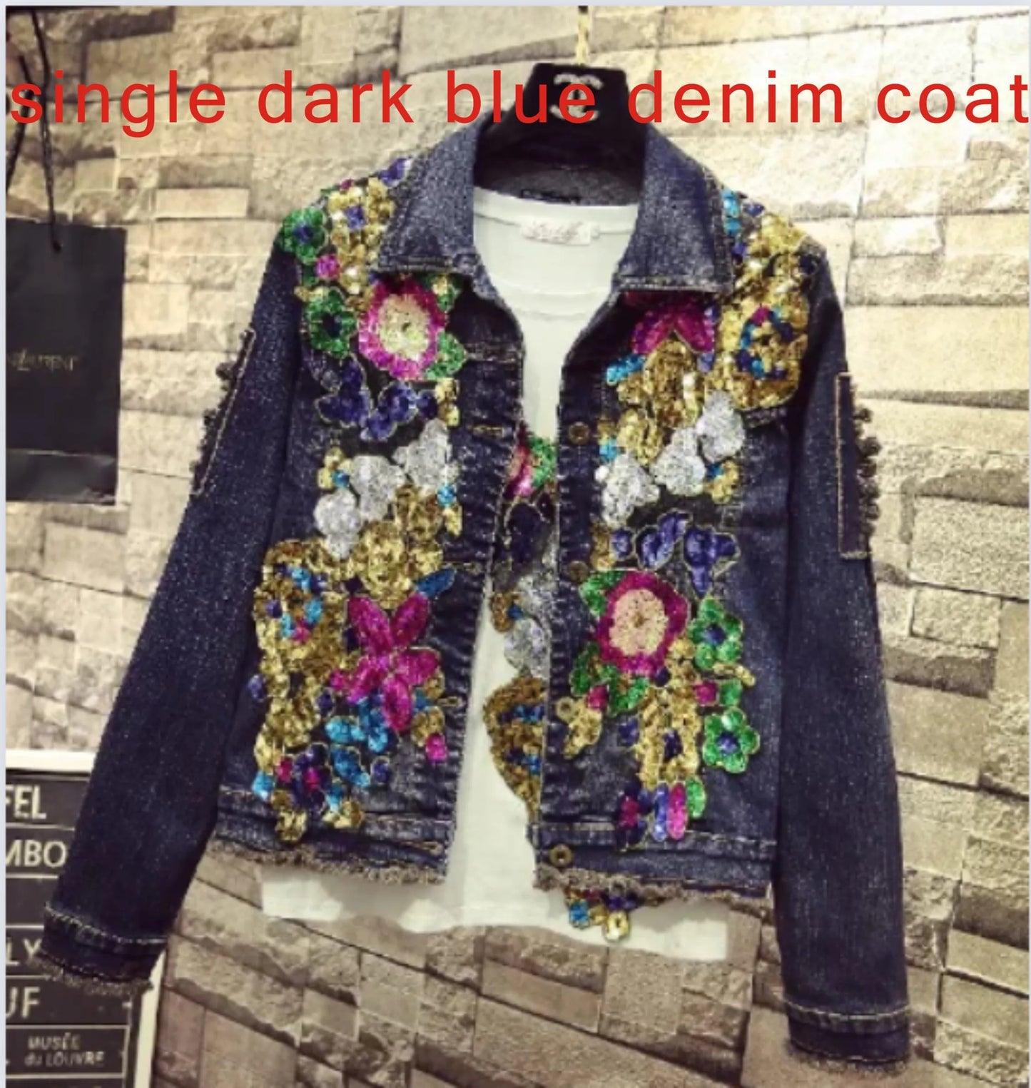 European Style Denim Jacket Fashion Outfit Women New Flower Sequined jeans Vest coat