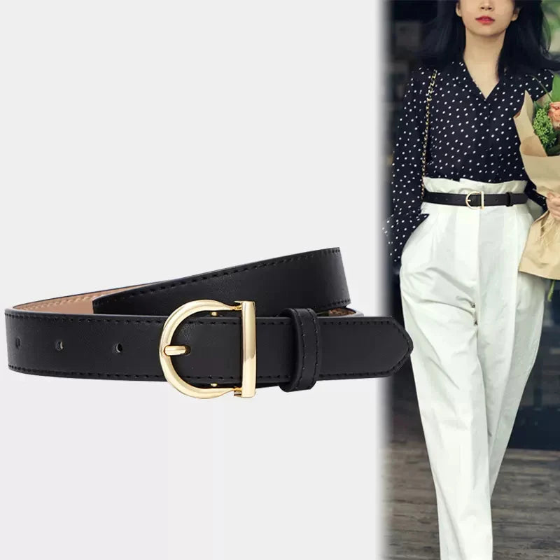 Leather Women Belts New PU Simple Metal Buckle Belt Girls Dress Jean Pants Waistband Belts for Lady Luxury Designer Brand 2023