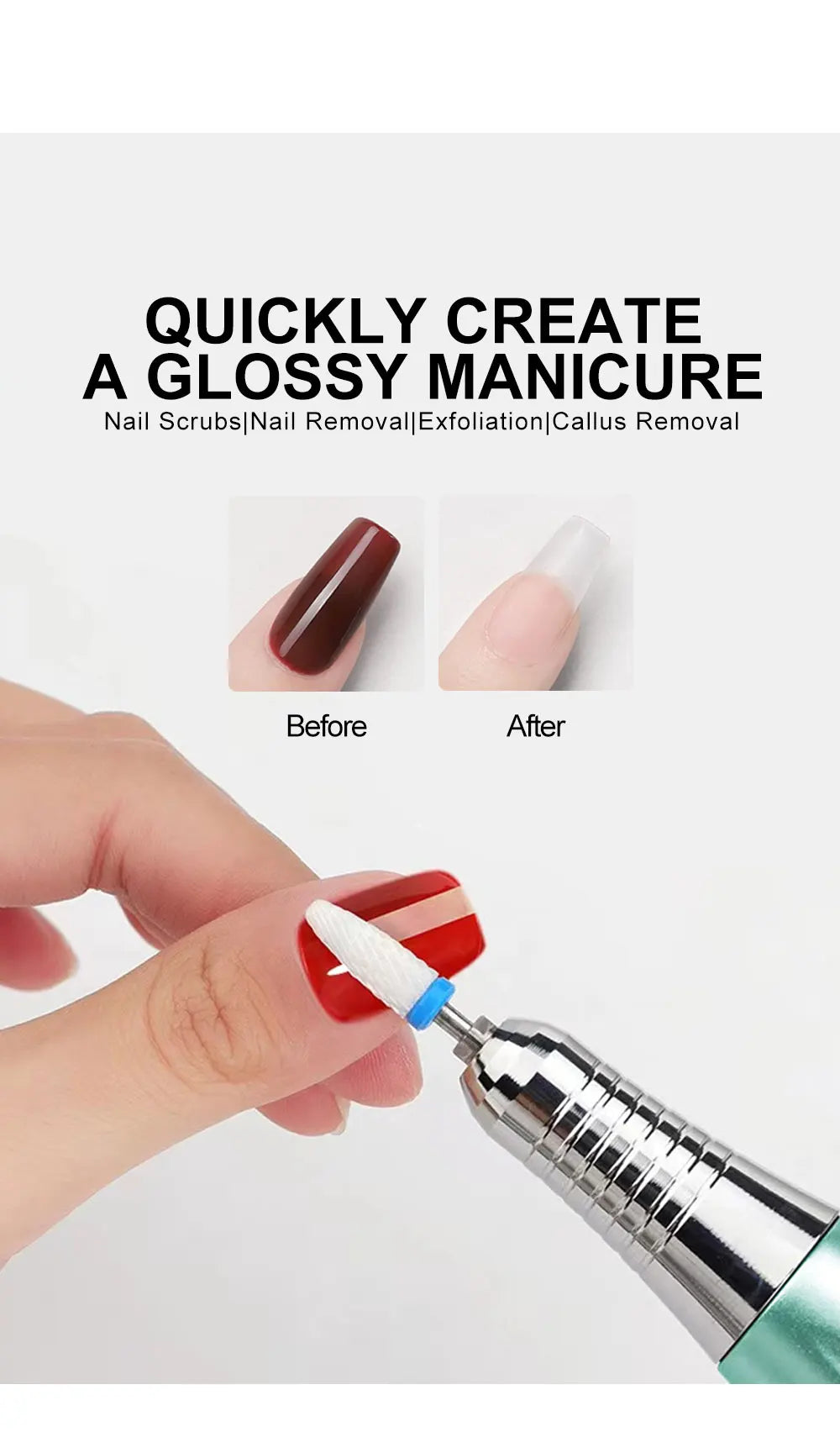 1 buc unghii electrice de gaurit stilou mâner pilă poloneză mașină piesă manichiură pedichiură instrument pentru unghii mașina de găurit accesorii