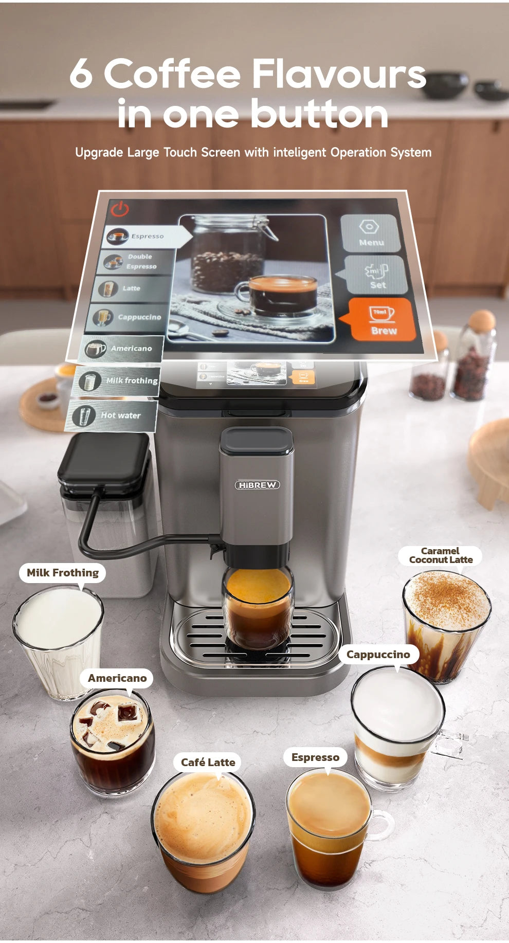 HiBREW Vollautomat 2025: H16 Touch-Display Cappuccino - Premium Barista Collection