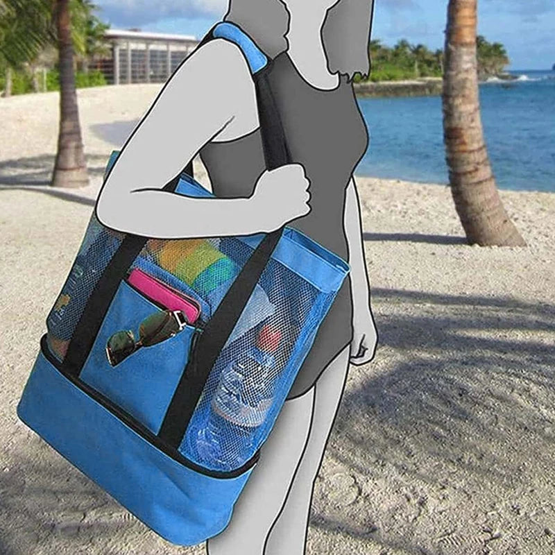 Heat Preservation Picnic Beach Bag Women Mesh Transparent Double-layer Swim Storage High Capacity Shopping Waterproof Bags Tote