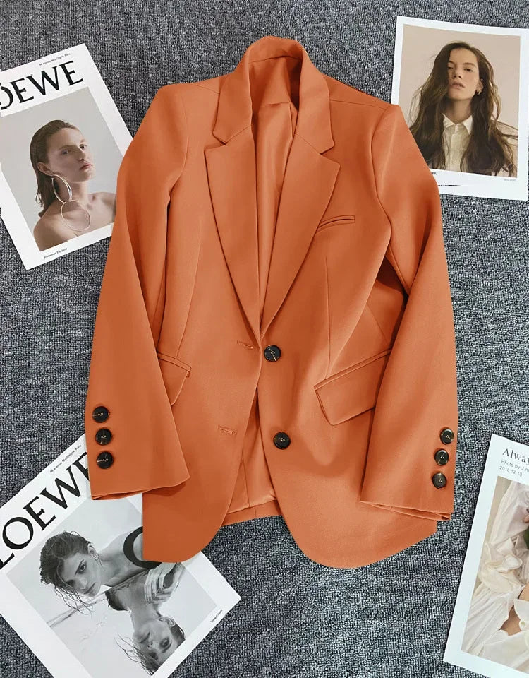 Elegant Office Lady Blazers for Women 2024 Fashion Long Sleeve Single Button Blazer Coats Female Top Suit Jackets Outerwears