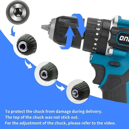 Schlagbohrmaschine 2025: 3 in 1 Brushless Cordless Electric Impact Drill Hammer - 10mm 20+2 Torque Electric Screwdriver Tools Makita 18V (No Battery) Collection