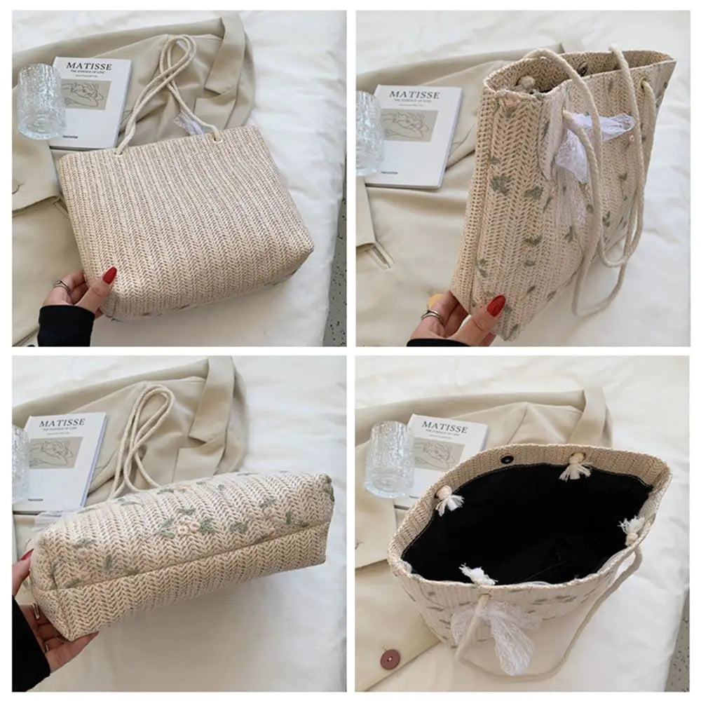 Beach Woven Large Capacity Tote Shoulder Bag Handbags Straw Bags