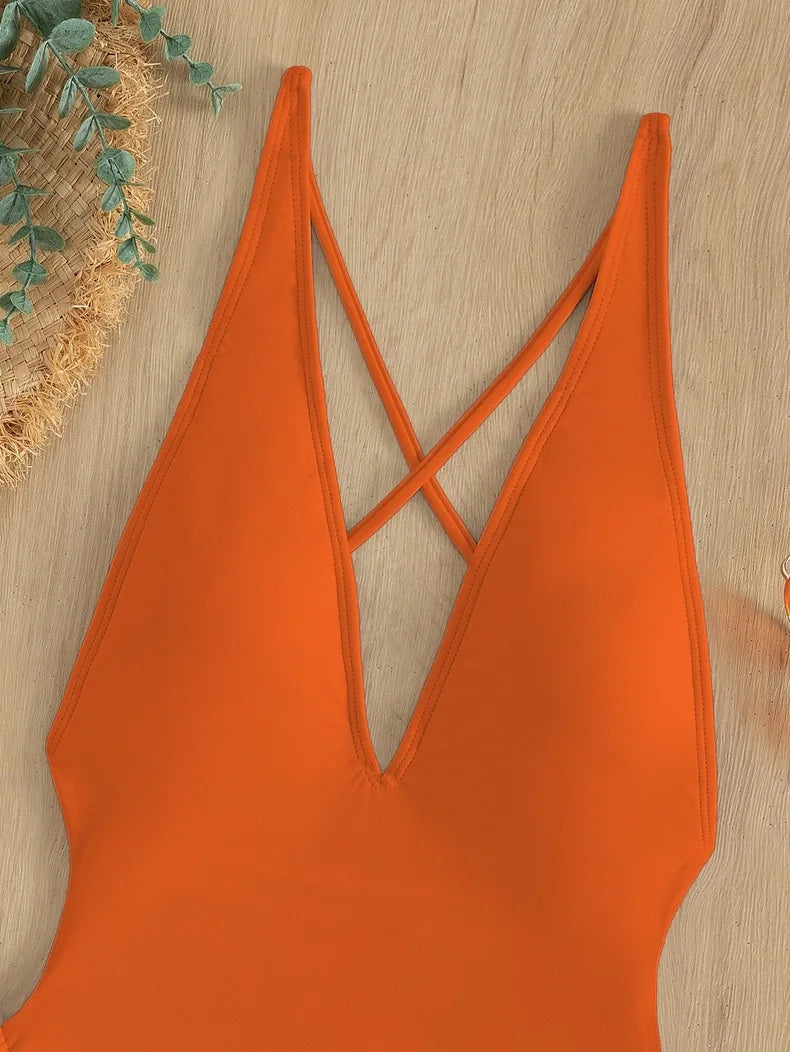 Badeanzug 2025: TOKITIND Solid Lace Up Badeanzug Damen Sexy Swimsuit Swimwear - Push Up Damen Bathing Suit Beachwear Female Bodysuit