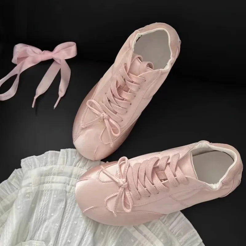 Ballett Tanz Schleife Ballett Flache Schuhe 2025 - Casual Schleifenknoten Flacher Boden Tanz Schuhe - Weiche Flats Kleine Weiße Schuhe Frauen Mädchen