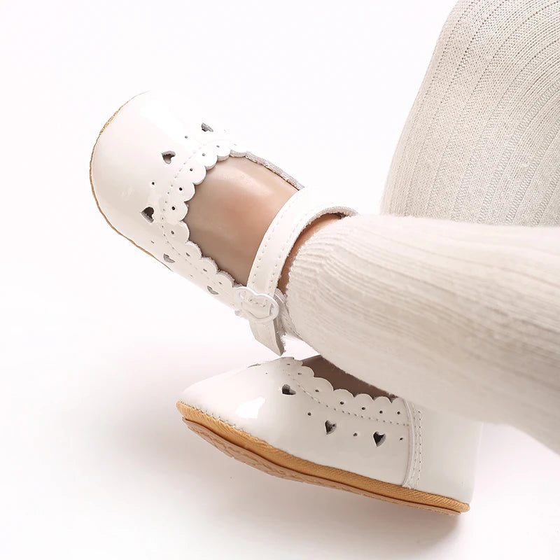 Einfarbige Baby Mädchen Mary Jane Schuhe 2025 - Weiche Gummisohle Anti-Rutsch - Frühling Herbst Prinzessin Schuhe 0-18M