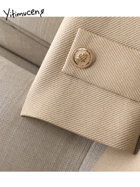 Sacou Yitimuceng cu guler răsturnat, nasturi dubli - mărimi mixte