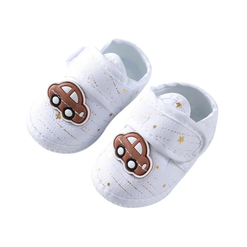Frühling Herbst Baby Schuhe 2025 - Koreanischer Stil Cartoon Auto Muster - Weiche Sohle Stoff Schuhe 0-8 Monate