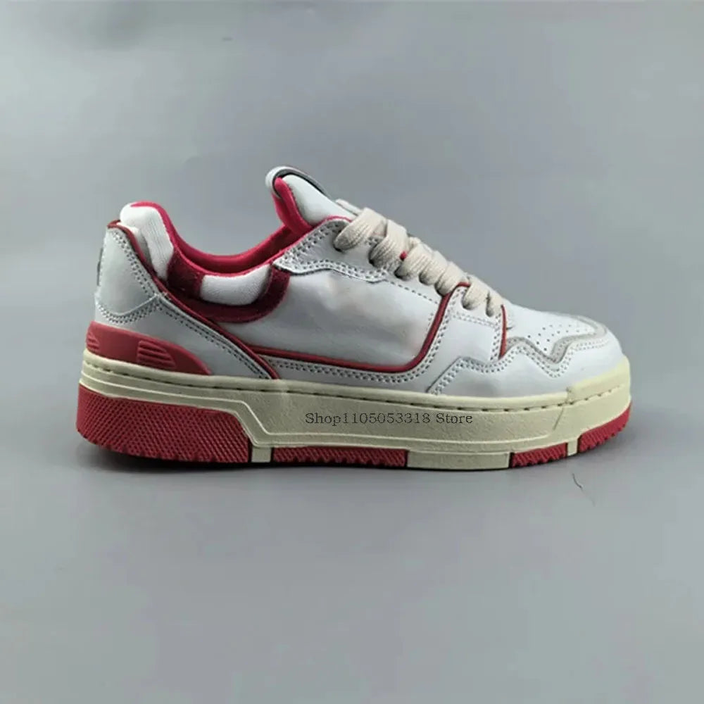 DUTRIEUX High Version Retro Sneaker - Unisex Weiß Dicke Sohle Ca. 3 Cm EU 36-45 EVA-Einlegesohle