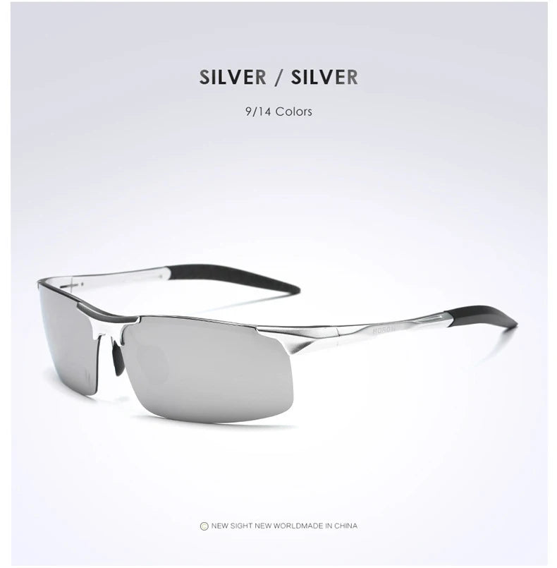 AORON Fahr-Polarisierte Sonnenbrille Herren Aluminium Magnesium Rahmen Sport Sonnenbrille Fahrer Retro Brille UV400 Anti-Blend