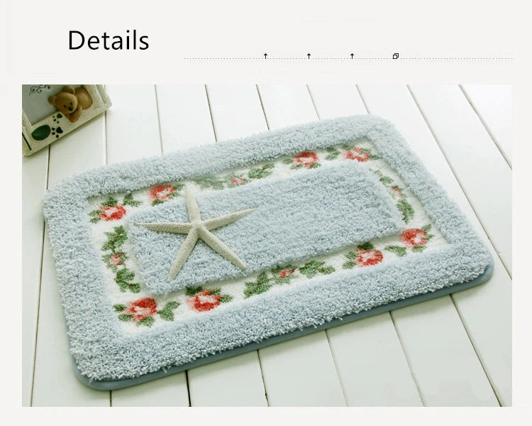 Pastoral Style Bedroom Carpet Bedside Mat Rectangle Floor Mat Water Absorbent Bathroom Mat Non Slip Doormat Kitchen Rug