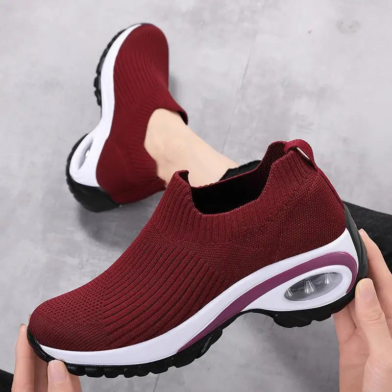 YBQJOO Slip On Keil Sneaker Atmungsaktiv - Plateau 2cm EVA