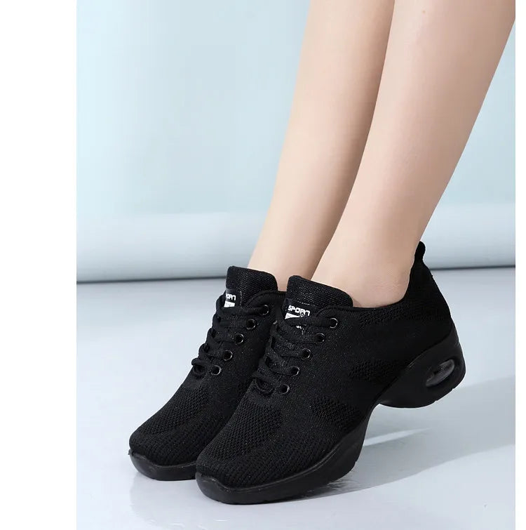 Sneakers Dance Shoes For Women Flying Woven Mesh Comfortable Modern Jazz Dancing Shoes Girls Ladies Outdoor Sports Shoes