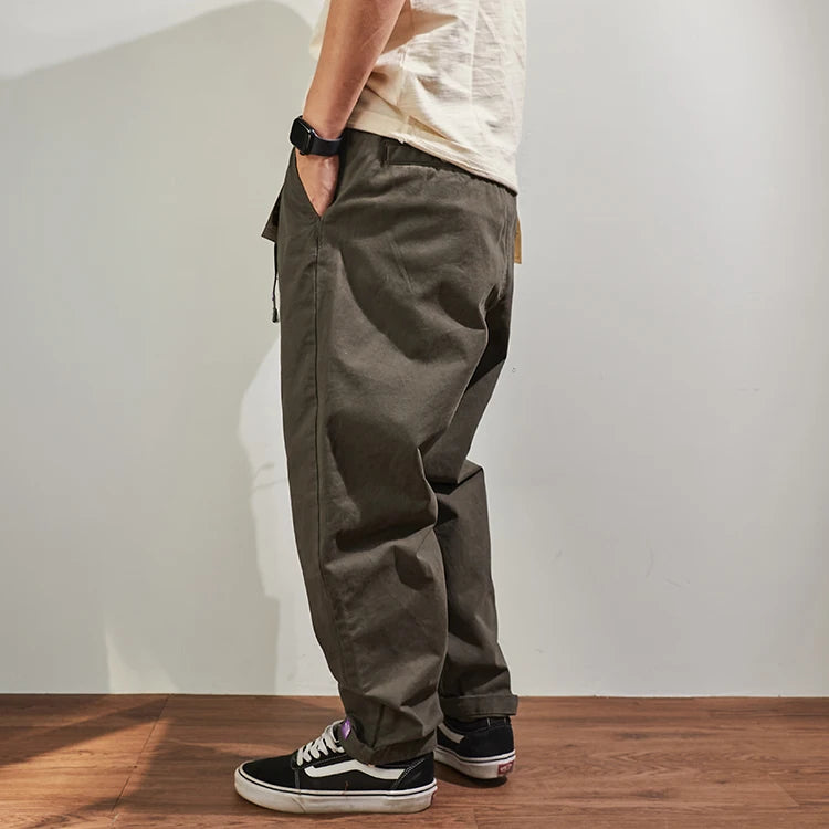 Baggy, verjüngte Casual-Hose aus Baumwolle für Herbst und Winter, Männer-Overalls