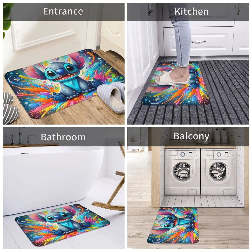 Custom Cartoon Stitch Floor Door Kitchen Bathroom Mat Anti-Slip Outdoor Doormat Bedroom Balcony Entrance Rug Carpet Footpad