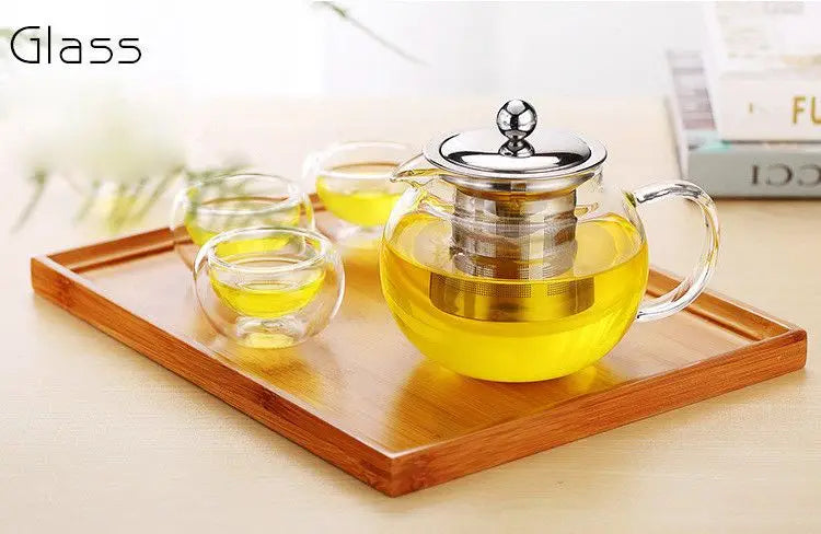 High quality Heat Resistant Glass Tea Pot,Chinese Flower Tea Set Puer Kettle Coffee Teapot Convenient With Infuser Office Home