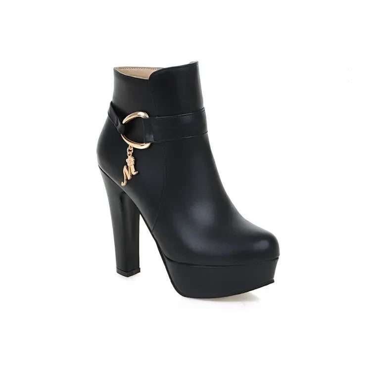 Elegant Short Boots Women Shoes Autumn Winter Women's Ankle Boot Platform Sweet Black White Pink Heeled Party Shoes Ladies