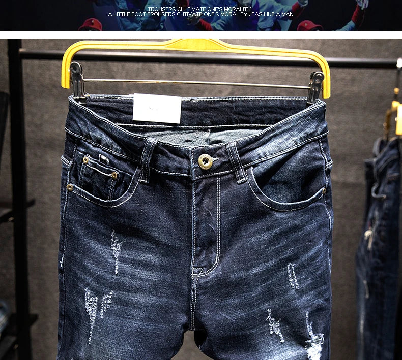 Guangdong Jeans Ripped Slim Fit - Baumwolle Elastisch S-XL