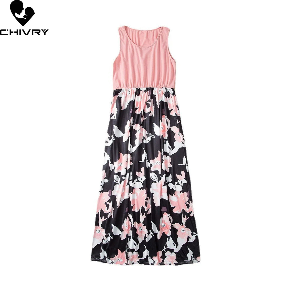 New 2022 Mother Daughter Summer Dresses Sleeveless Flower Patchwork Sundress Mom Mommy and Me Dress Family Matching Outfits