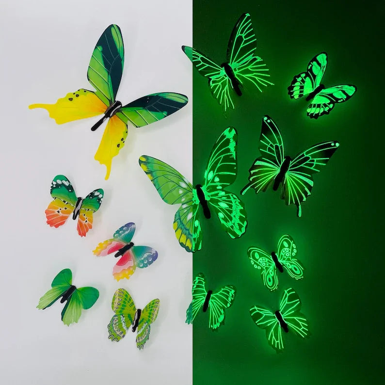Wandsticker 2025: 12Pcs 3D-Luminous Butterfly - Creative Wall Art Collection
