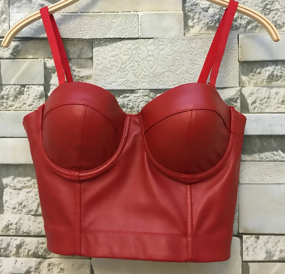 Wechery Frauen Lederkorsett Oben Crop Bustier Gothic Bra Verbesserte Unterstützung Bodice Elegant Dessous Corselet Party Kurz Camis Plus Size 6XL