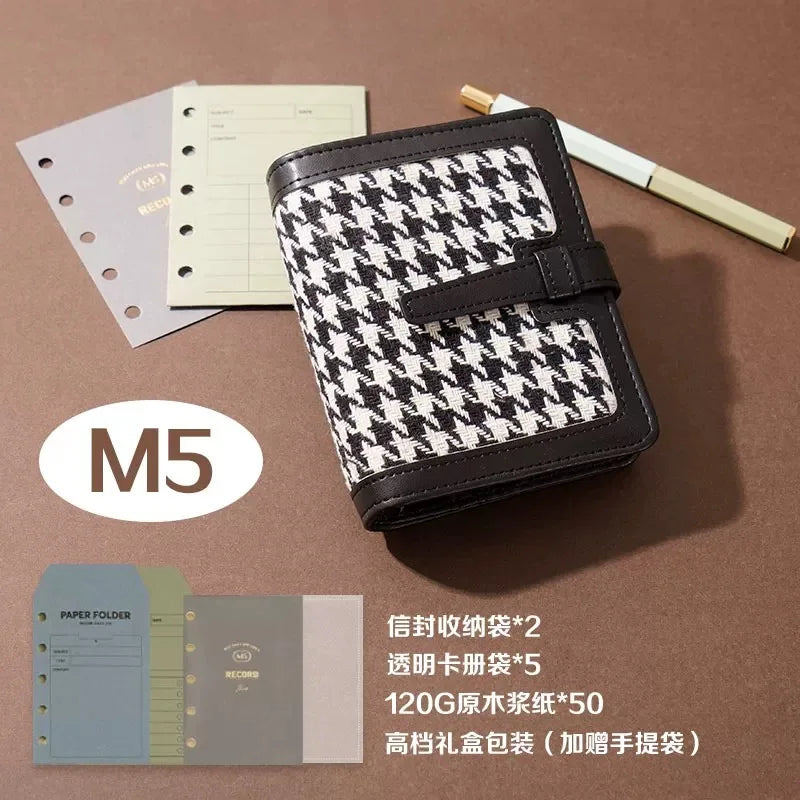 pu Leather Small Notebook Student Binder M5 Notepad Girls Portable Card Holder Simple Niche Design
