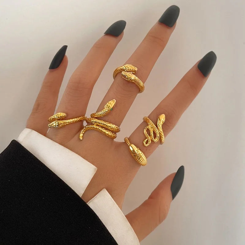 Zhejiang Schlange Ring Set Boho - 9 Stück Gold Offen