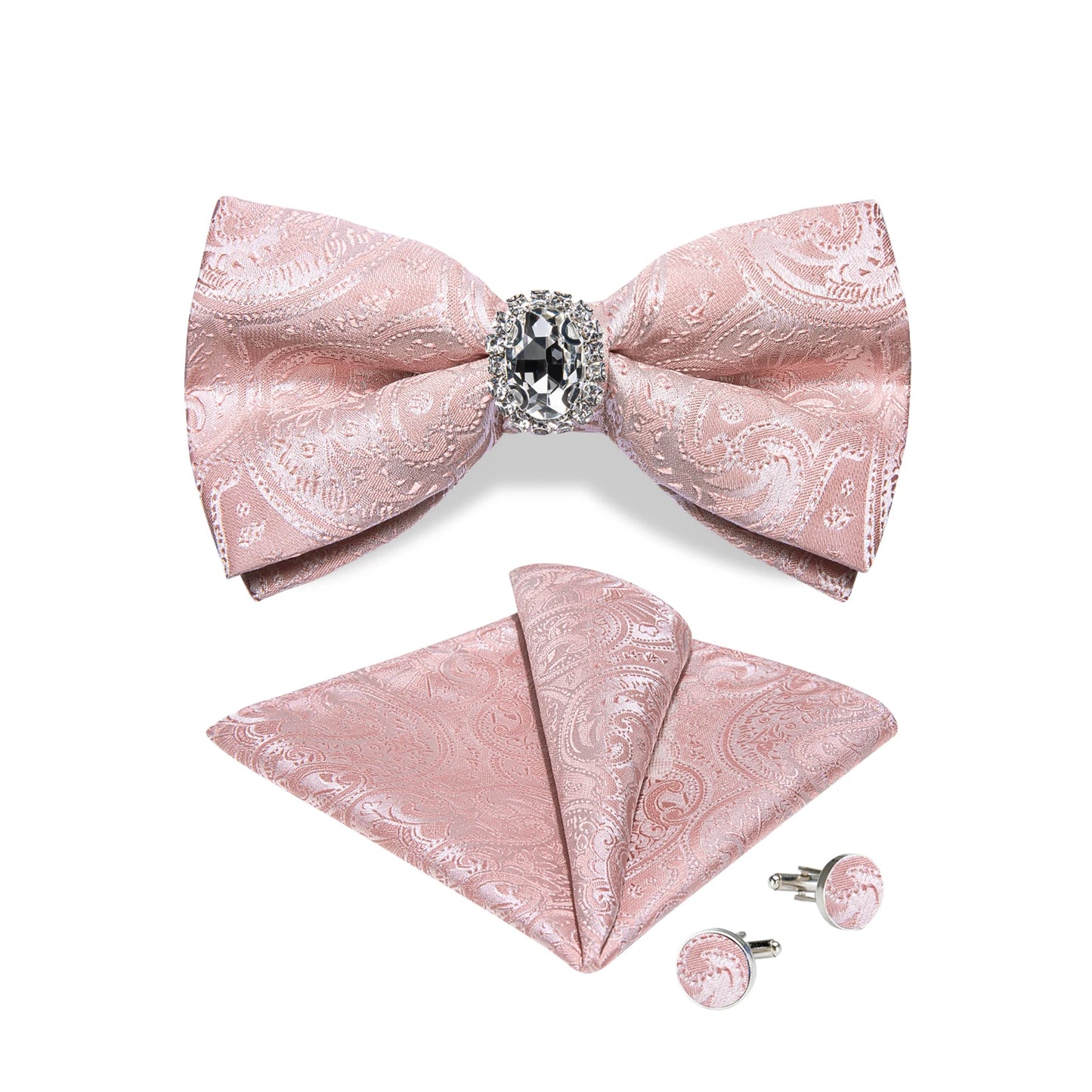 Designer Men's Silk Bowties Pocket Square Cufflink Set for Man Wedding Pre-tied Bow Ties Fashion Butterfly Knot Business Bowties