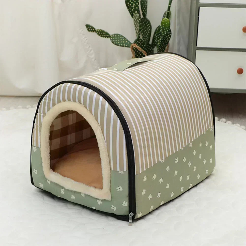 Winter Pet Cat Bed Foldable Dog House Dog Villa Sleep Kennel Removable Nest Warm Enclosed Cave Sofa Big Dog Kennel Pet Supplies